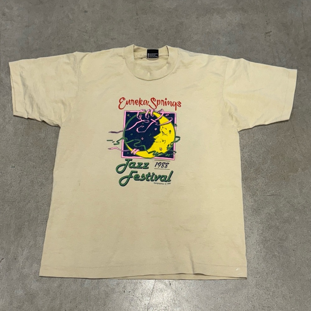 VTG 1988 Eureka Springs Jazz Festival Men's SS T-Shirt Size Large Screen Stars
